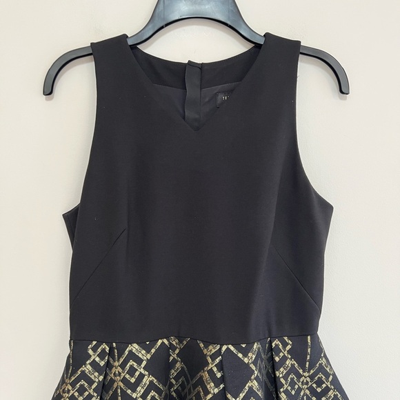 Ted Baker London Flamie Jacquard Ballerina Black Gold Midi Sleeveless Dress, 6 - Picture 7 of 12